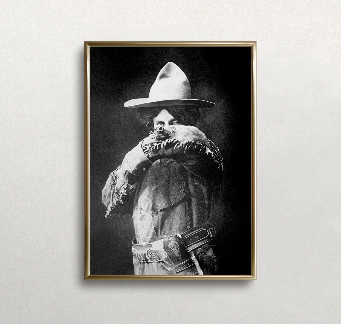 Cowgirl With Rifle, Vintage Wild West Art Print