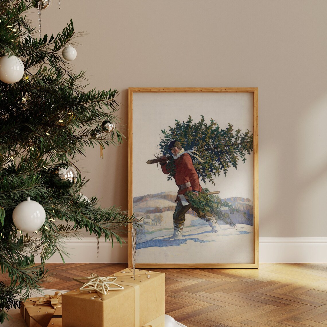 Christmas Tree Vintage Holiday Decor Art Print