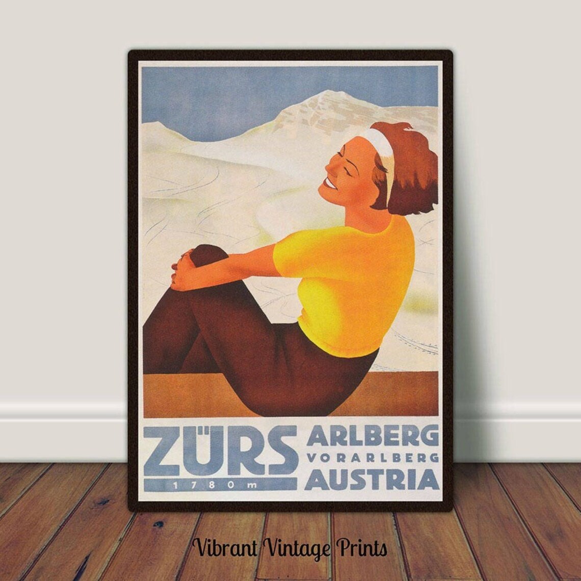 Austria Vintage Ski Poster, Woman Portrait