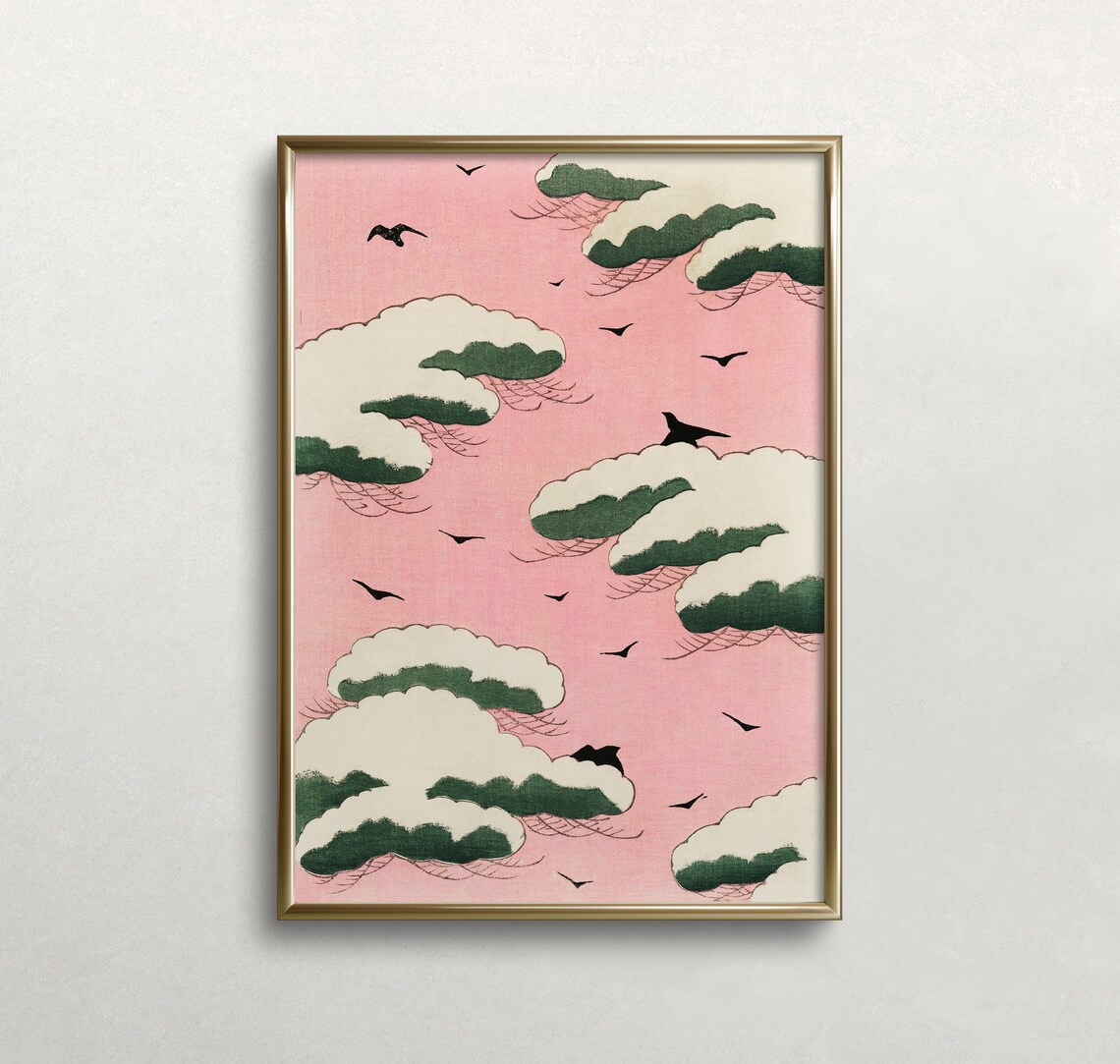 Clouds on Pink Sky, Watanabe Seitei Vintage Art Print