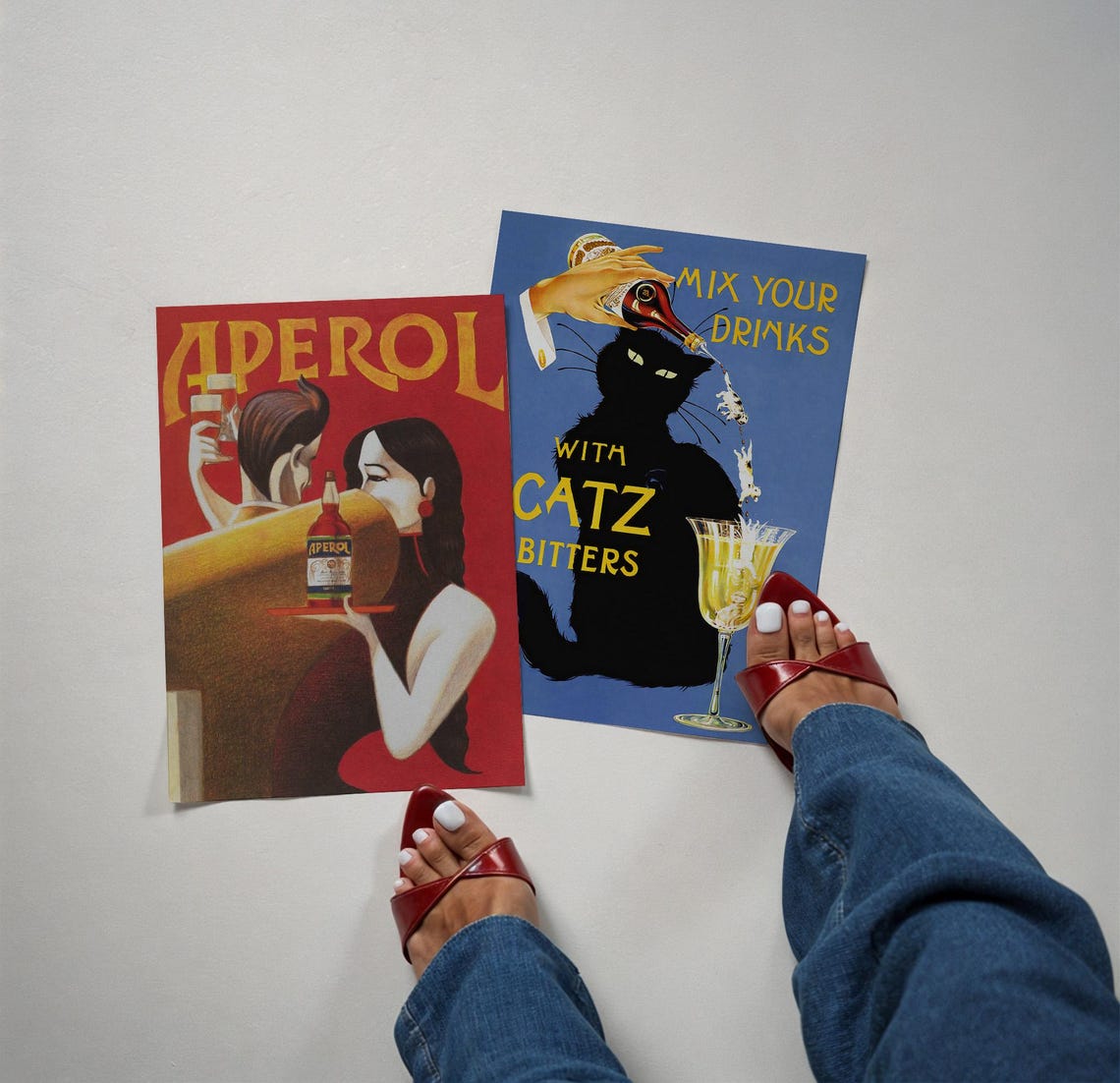 Aperol And Black Cat Vintage Bar Cart Poster Set Of Two Prints - Image 3