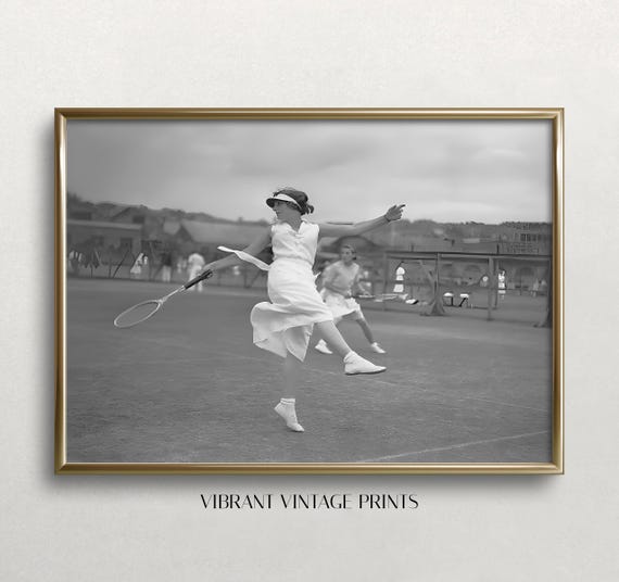 Woman Tennis Player Black And White Art Vintage Wall Art Old Photo Women Sports Art Vintage Sports Wall Art