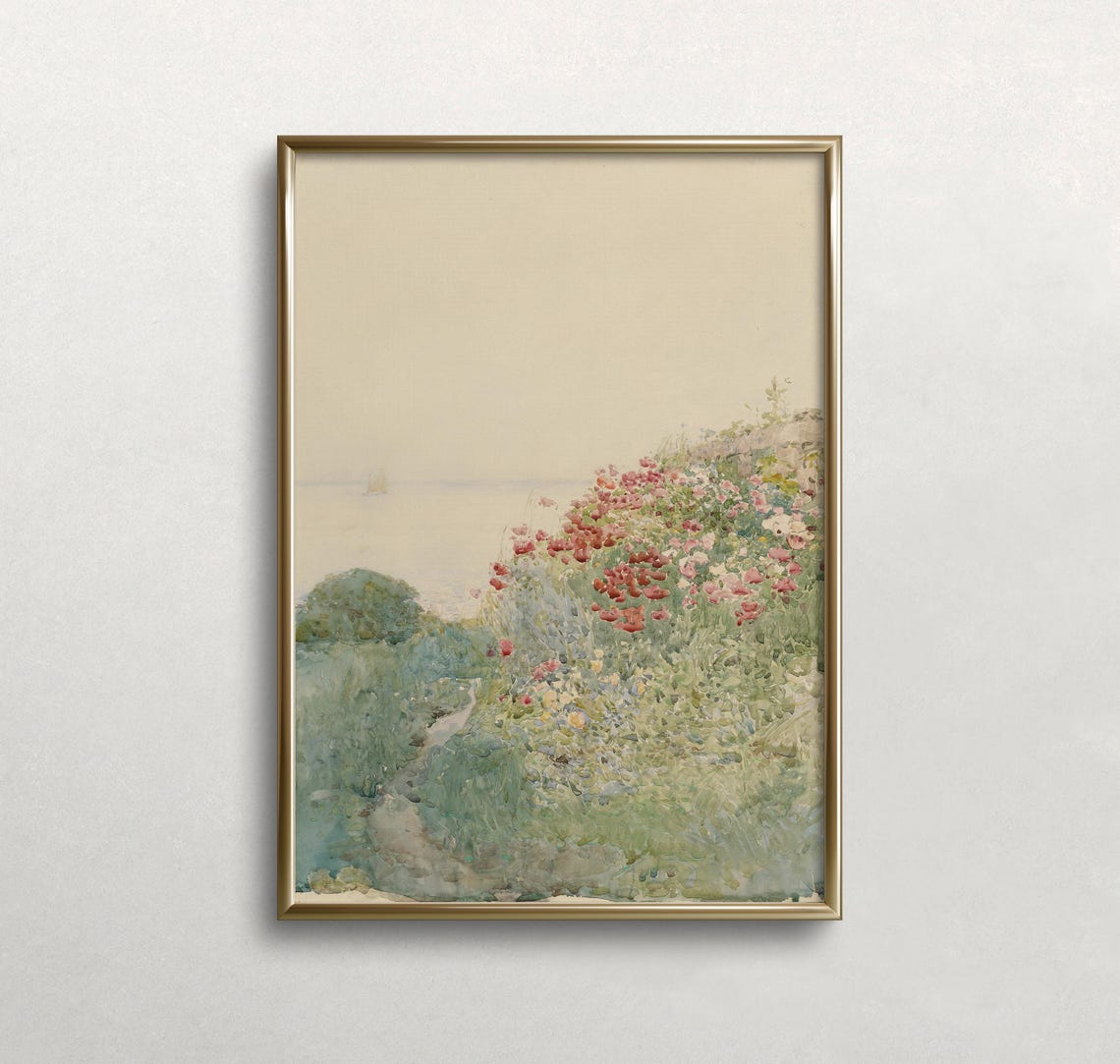 Field of Poppies Impressionist Watercolor Floral Landscape Poster