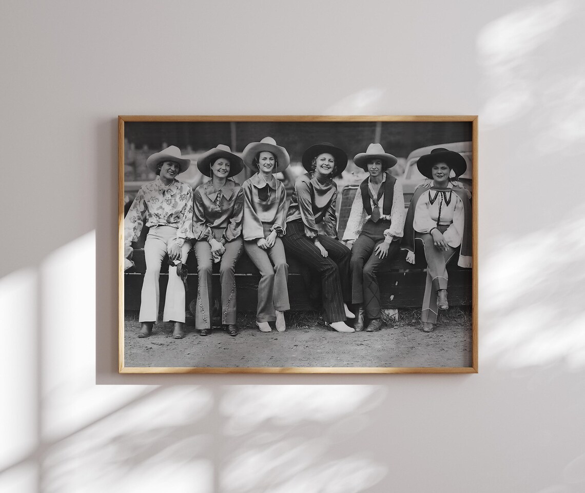 Cowgirl Black and White Vintage Western Art Print