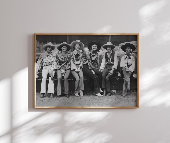 Cowgirl Black and White Vintage Western Art Print