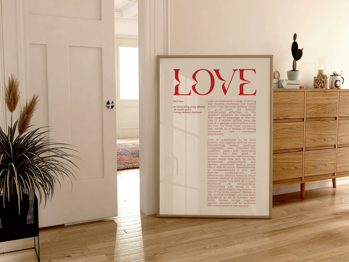 Love Definition Dictionary Style Red Typography Romantic Poster - Image 3