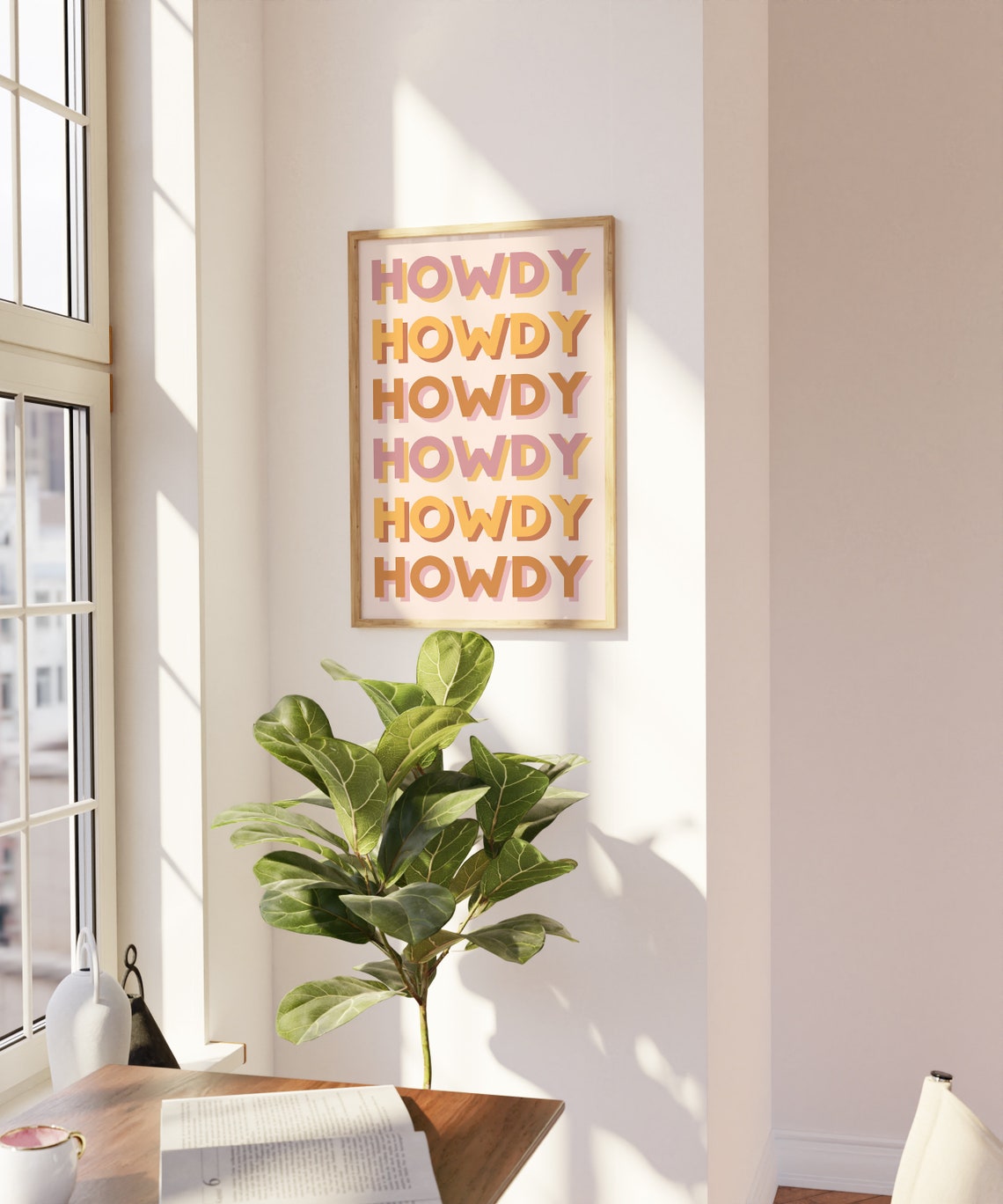 Howdy Retro 3D Letter Repeat Western Warm Tones Typography Poster - Image 3