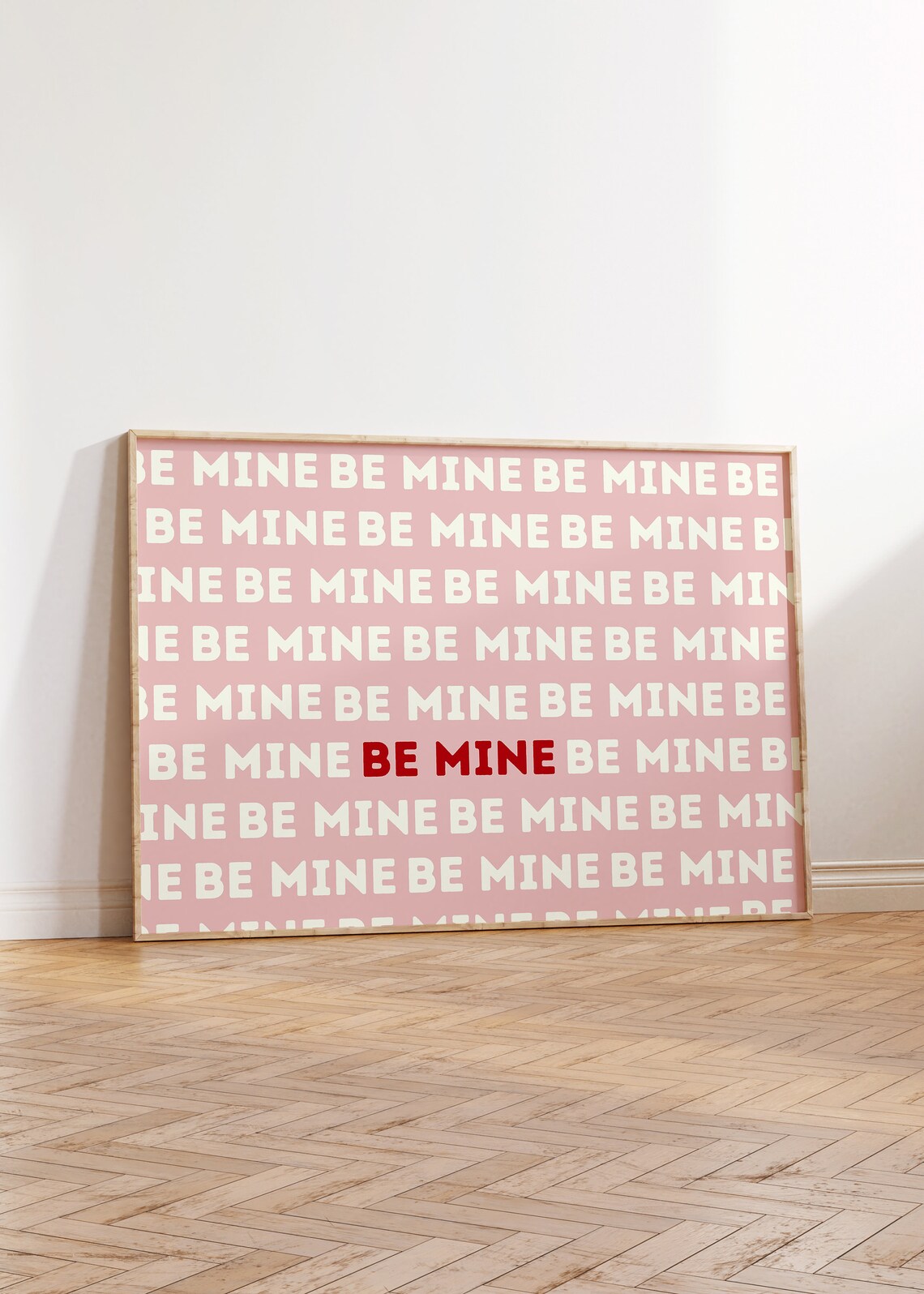 Be Mine Print, Pink And Red Romantic Wall Art - Image 3