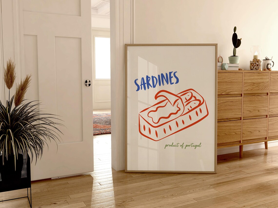Sardines Tin Product of Portugal Red Blue Vintage Food Poster - Image 3