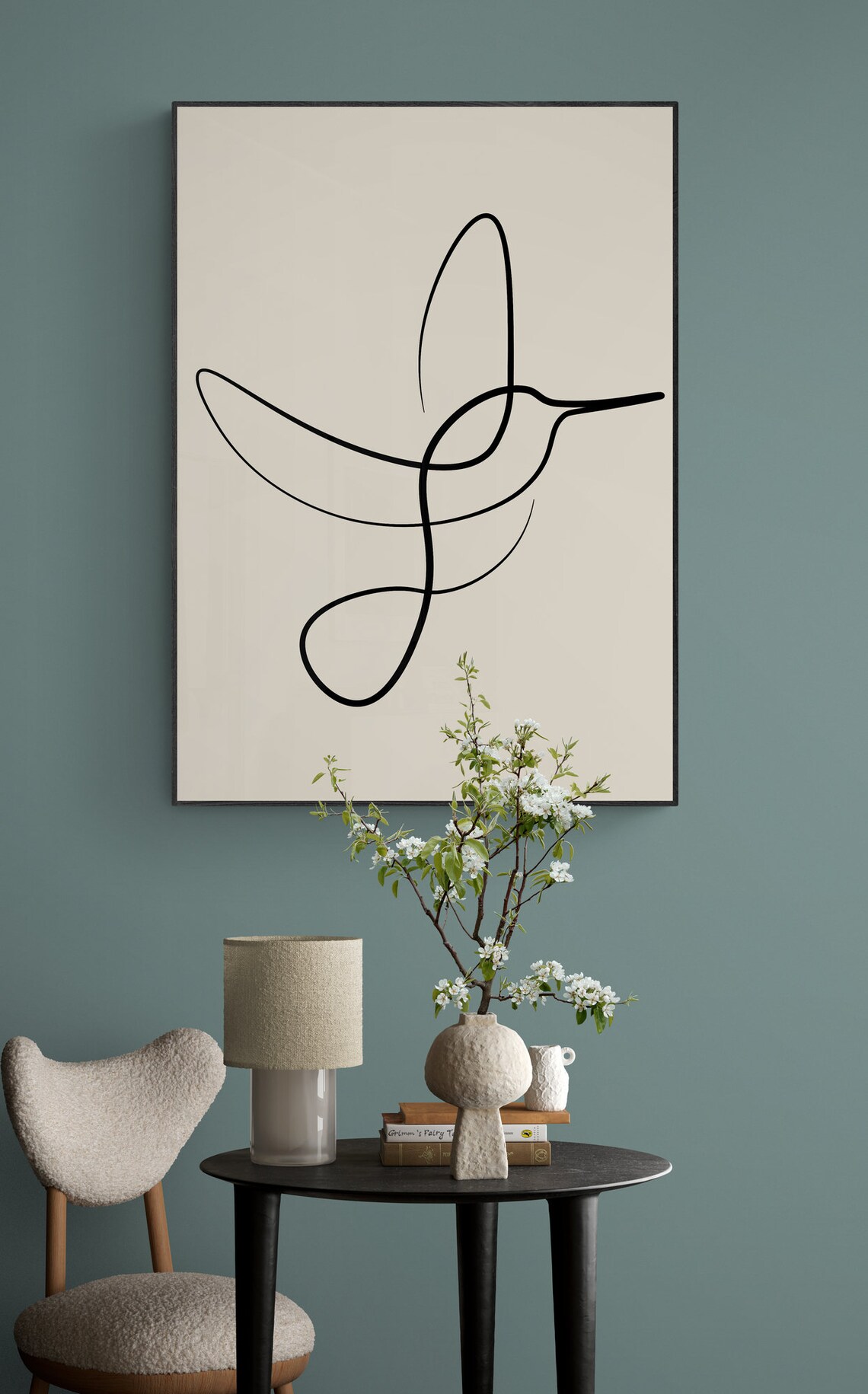 Hummingbird One Line Art, Minimalist Bird Art Print - Image 2