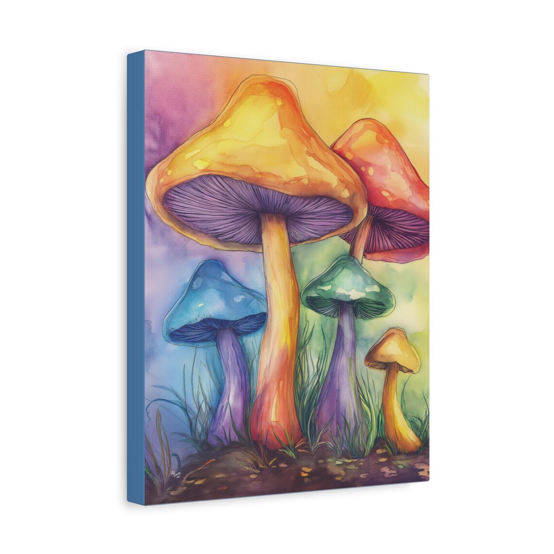 Mushroom Wall Art, Rainbow Watercolor Fantasy Fungi - Image 3