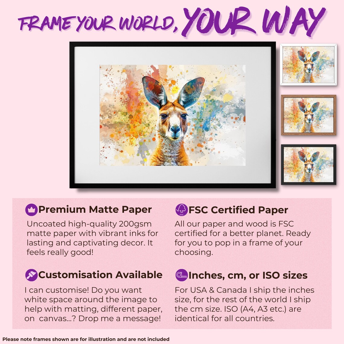 Pastel Kangaroo Watercolor Splash Gentle Orange Tones Art Poster - Image 2