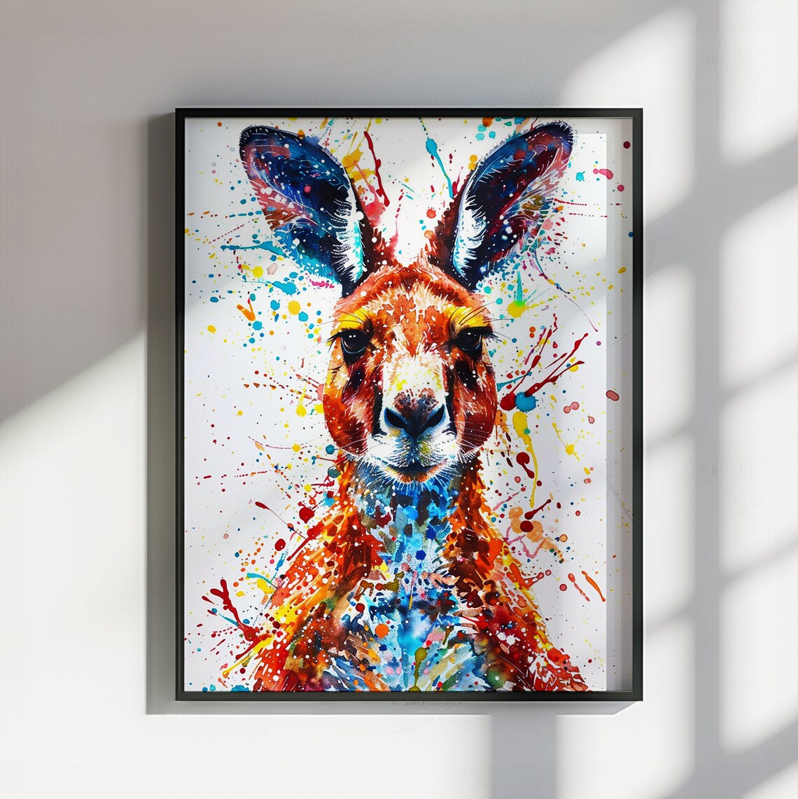 Kangaroo Abstract Watercolour Poster Print