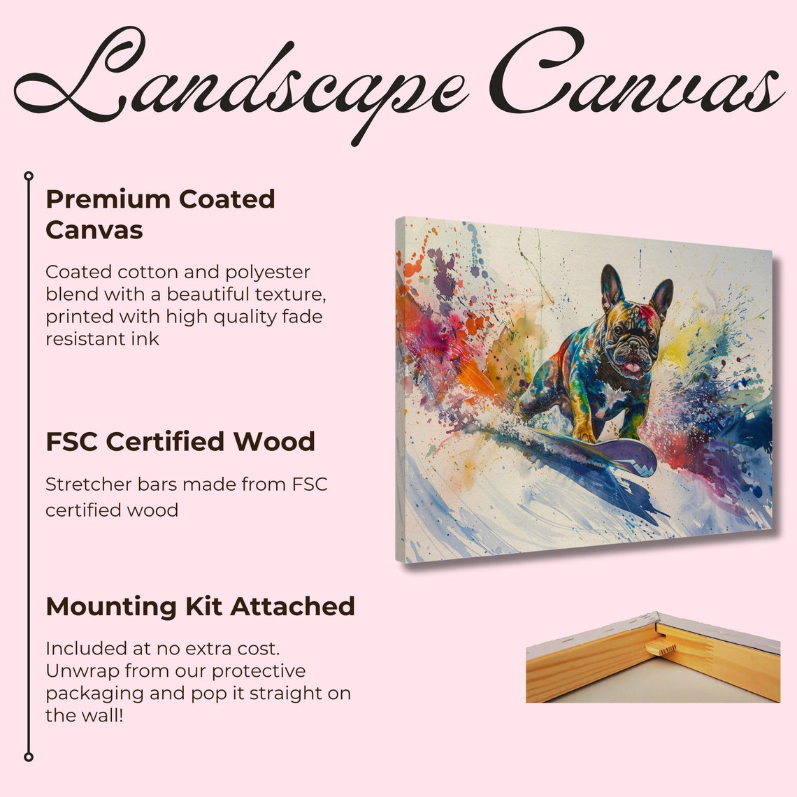 French Bulldog Snowboarder Colorful Paint Splash Winter Art Poster - Image 2