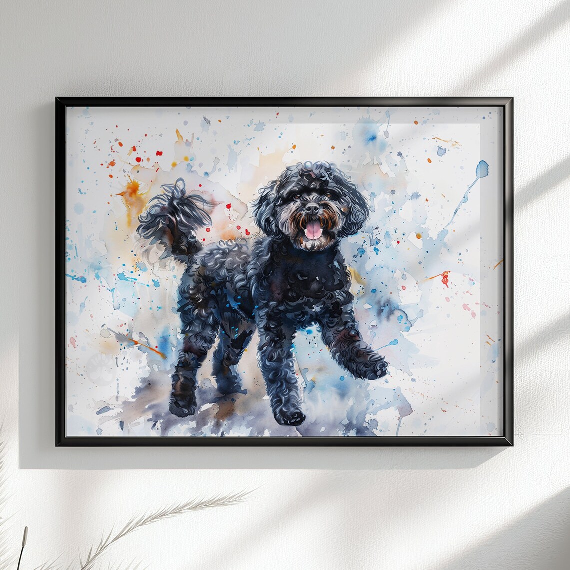 Black Cockapoo Watercolour Dog Poster Print