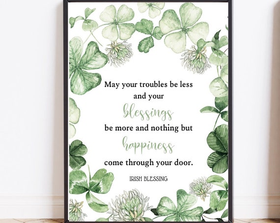 Irish Blessing Prints Shamrock Print St Patrick Day Prints Irish Irish Home Decor St Patrick Wall Art Farmhouse Decor