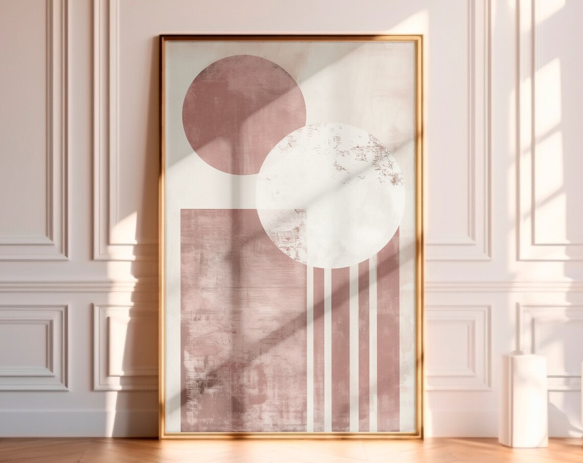 Minimalist Geometric Wall Art, Abstract Pink Print - Image 3