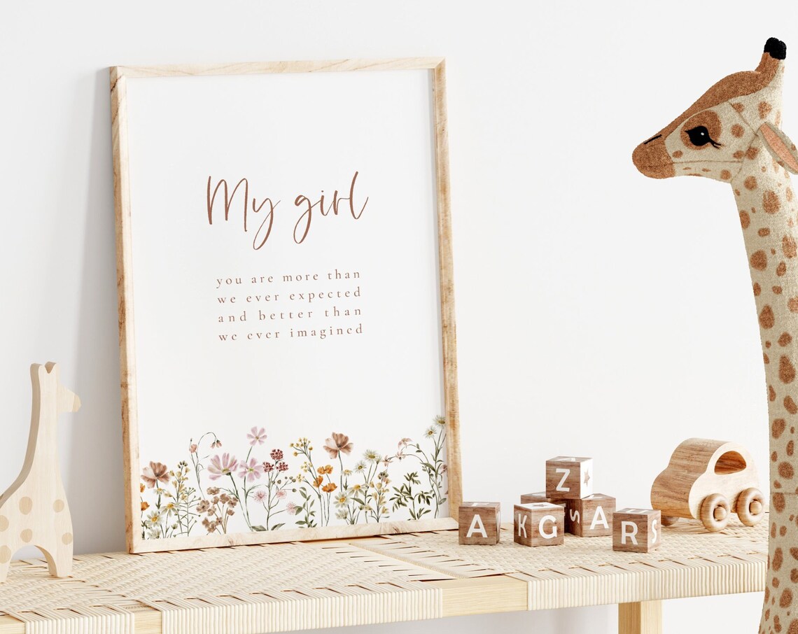 Nursery Decor For Girl Girl Nursery Wall Art My Girl Baby Room Wall Decor Boho Wall Art For Kids Room Minimalist Nursery Art Unframed