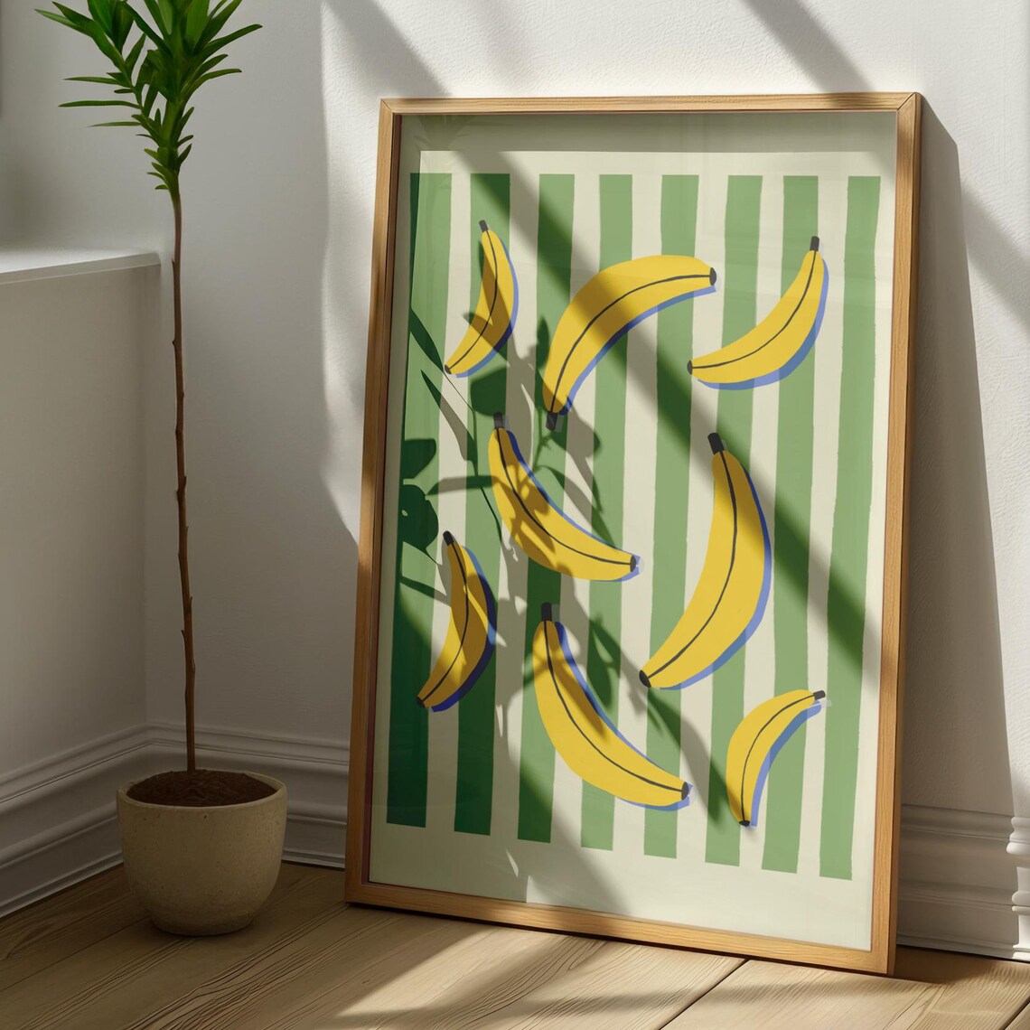 Retro Banana Fruit Art Print, Kitchen Wall Decor