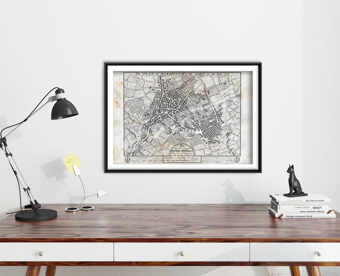 Birmingham England 1731 Vintage Town Plan Historic Map Art Print - Image 4