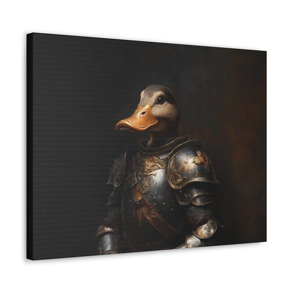 Maximalist Eclectic Medieval Noble Duck Knight Print Bold Altered Animal Portrait Fantasy Fun Colorful Renaissance Rustic Art