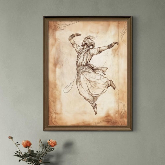 Bhangra Dancer Sketch Print Punjabi Folk Art