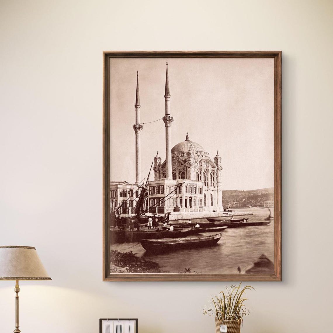 Ortakoy Mosque Historic Istanbul Ottoman Waterfront Sepia Poster