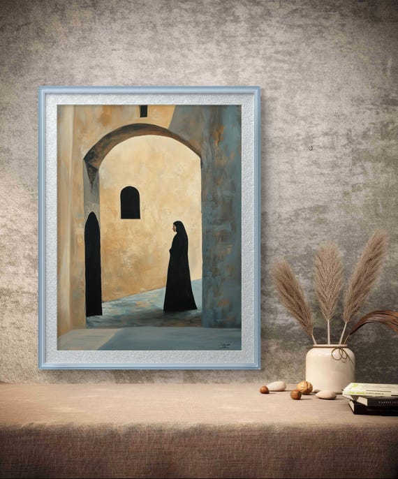Minimalist Arabian Woman Art Print Islamic Architecture
