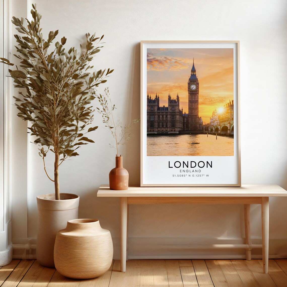 London Sunset Poster, Big Ben Westminster Travel