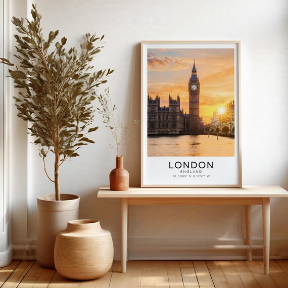 London Sunset Poster, Big Ben Westminster Travel