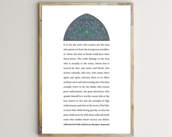The Man In The Arena Theodore Roosevelt Speech Motivational Poster