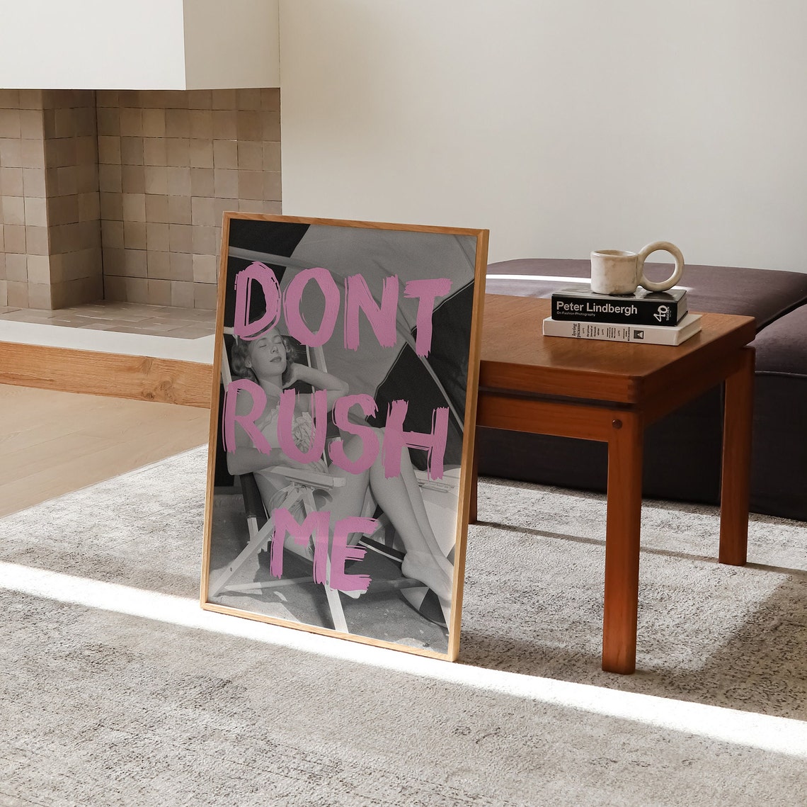 Dont Rush Me Pink Typography Black White Photo Bedroom Decor Poster - Image 2