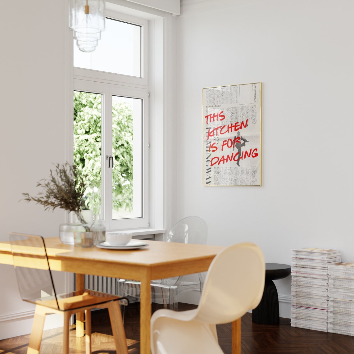 Typography Wall Print For Kitchen Wall Art 70s Dancing Poster Red Wall Art Vintage Poster Trendy Print Retro Wall Art Newspaper Print - Image 5