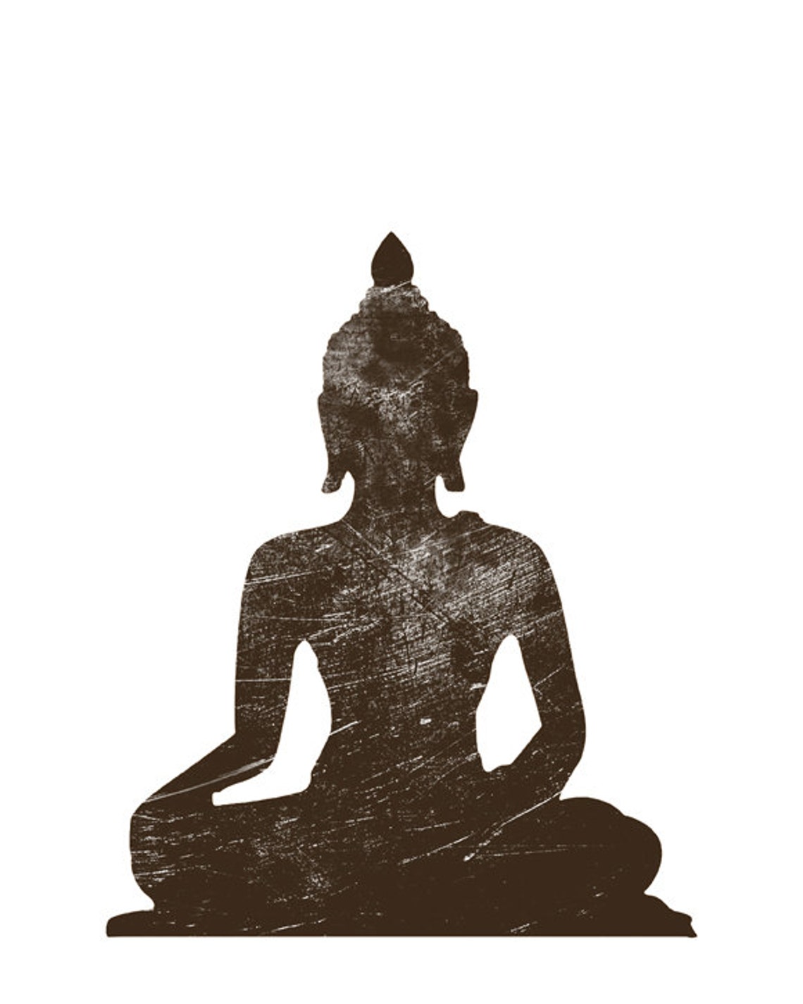 Buddha Meditating Silhouette Rustic Brown Zen Spiritual Print - Image 2