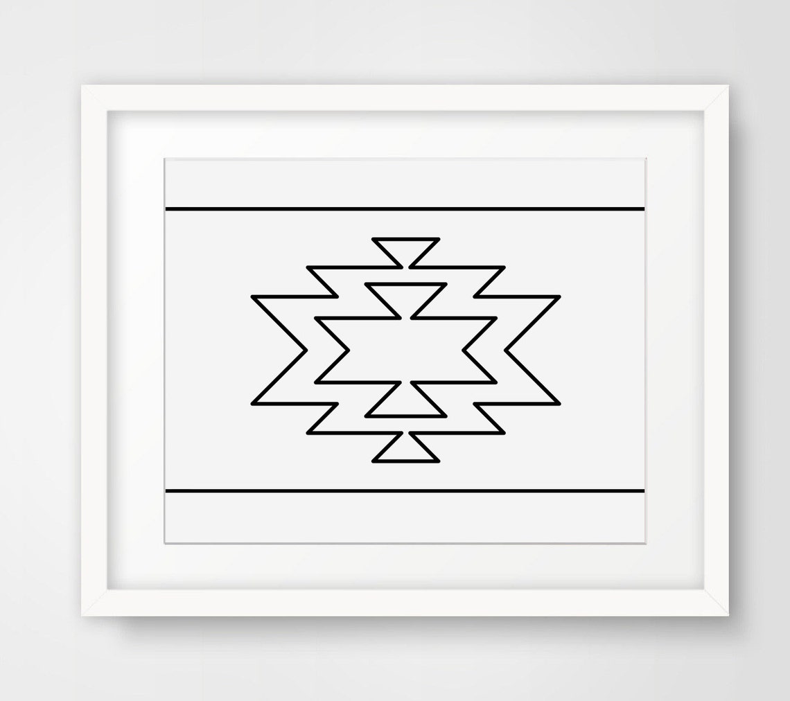 Navajo Print Geometric Modern Home Decor Aztec Pattern Black And White Wall Prints Native Prints Art Signs Minimalist