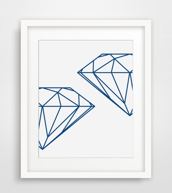 Navy Geometric Diamond Blue Wall Prints Navy Print Dark Blue Minimalist Art Blue Modern Wall Art Blue Minimal Print Diamonds Rombo