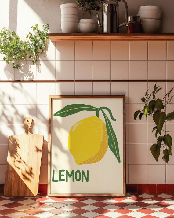Lemon Kitchen Vintage Poster, Citrus Fruit Print