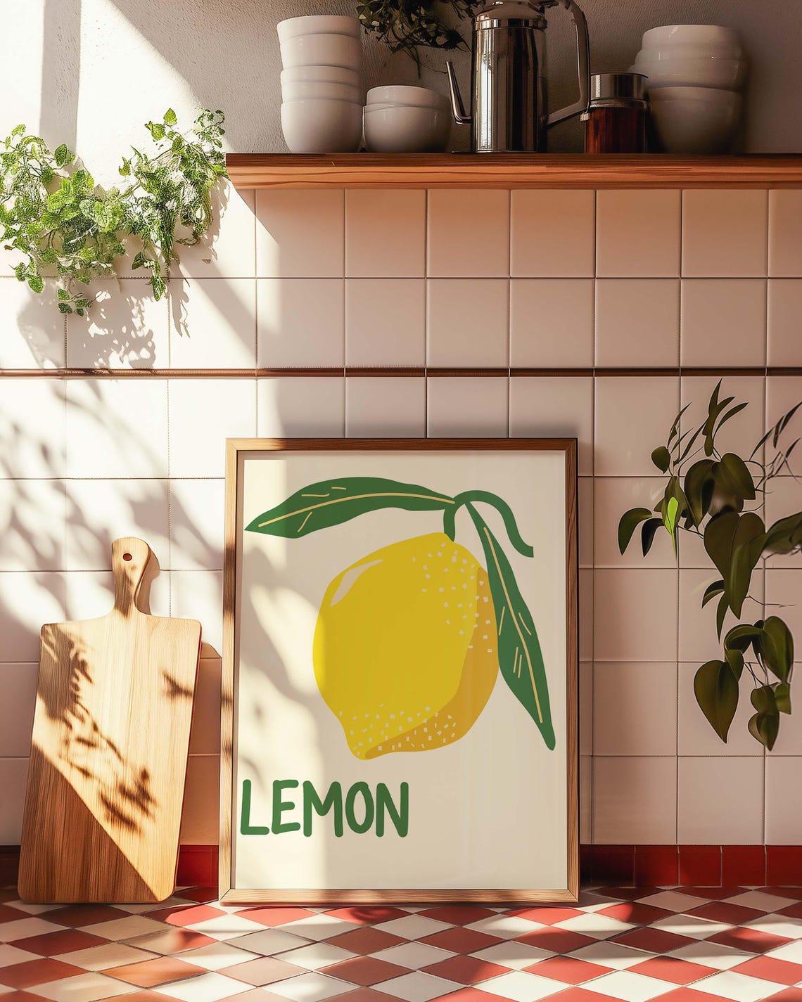 Lemon Kitchen Vintage Poster, Citrus Fruit Print