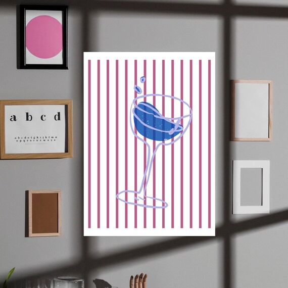 Blue Cocktail Modern Bar Art Print