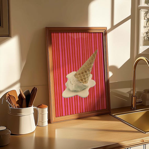 Melting Ice Cream Pop Art, Modern Kitchen Decor