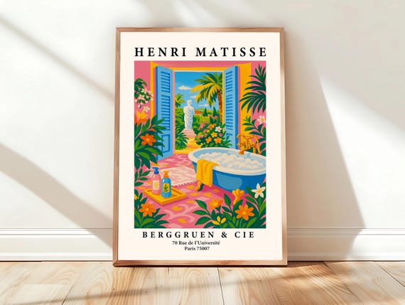 Greek Mythology Decor Antique Statue Poster Matisse Print Beachy Pink Dopamine Art Mid Century Modern Maximalist