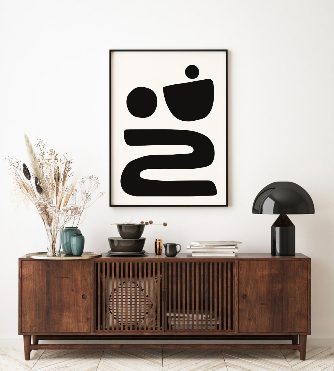 Mid Century Modern Wall Art Neutral Abstract Geometric Home Decor Black White Minimal Gallery Art Boho Home Decor - Image 4