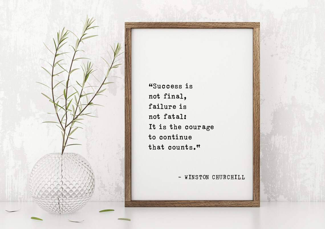 Winston Churchill Quote Art Print, Motivational Office - Image 2