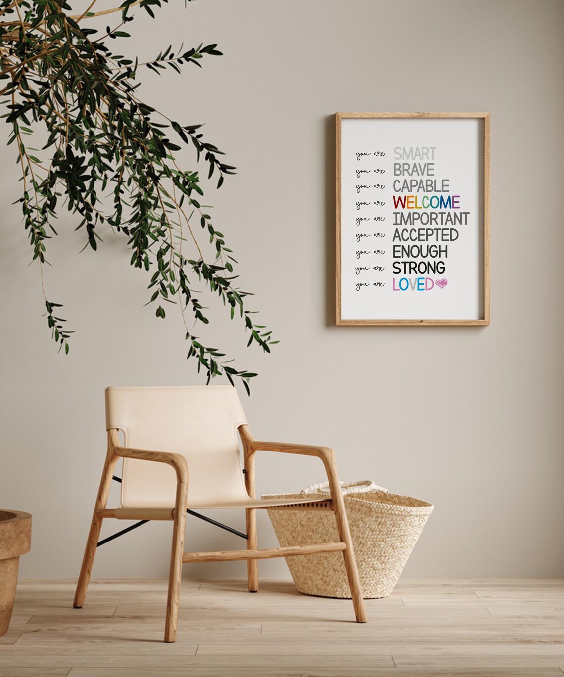 Rainbow Affirmations Wall Art Kids Inspirational Art I Am Kind Loved Brave Positive Nursery Decor Affirmation Prints - Image 4