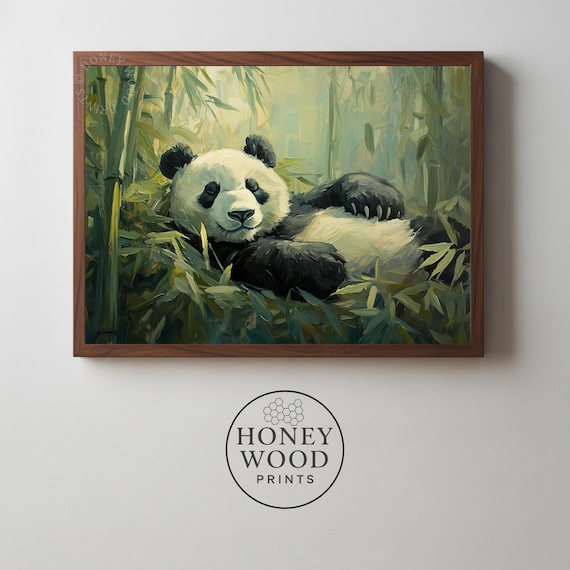 Giant Panda Wall Art Cute Cozy Painting Natureinspired Bamboo Decor Peaceful Animal 8