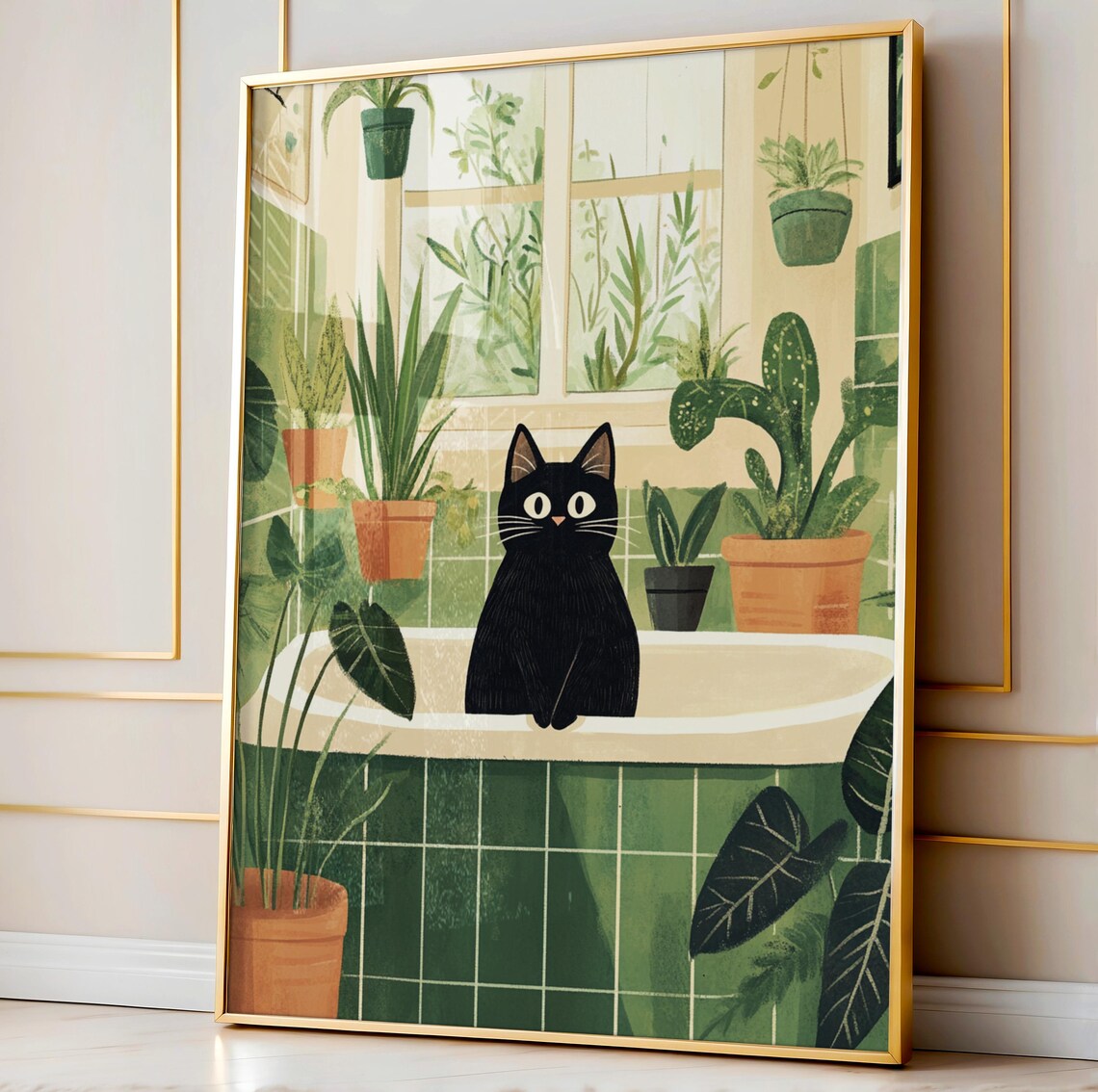 Bath Cat Print, Funny Bathroom Animal Poster