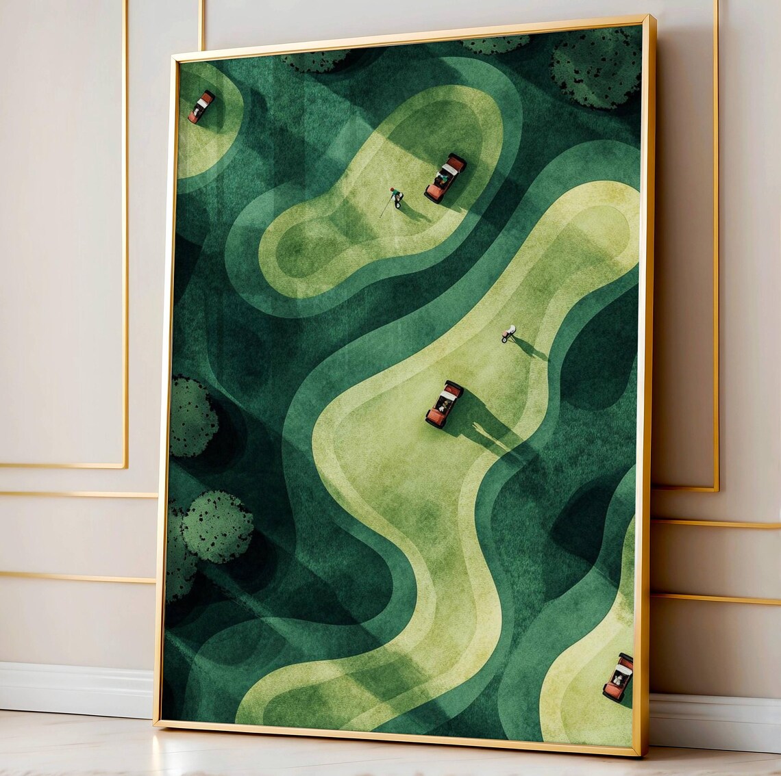Golf Cart Art Print, Minimalist Vintage Green
