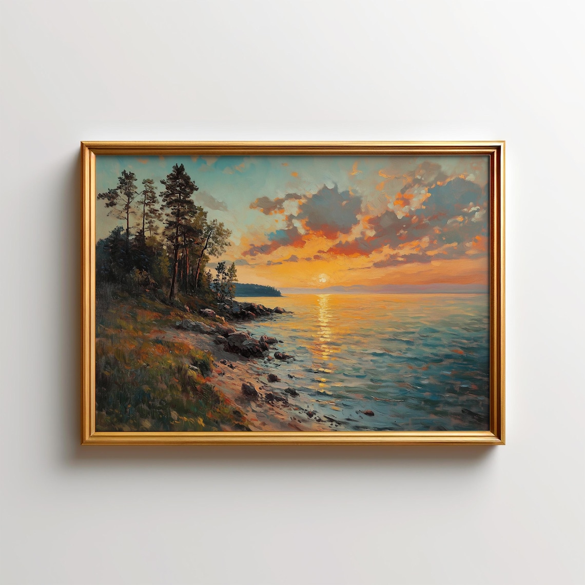 Lake Superior Landscape Art Print, Minnesota Lakeshore Sunset