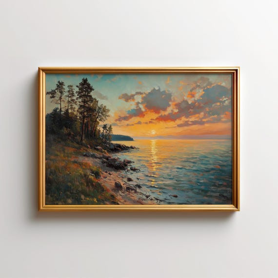 Lake Superior Landscape Art Print, Minnesota Lakeshore Sunset