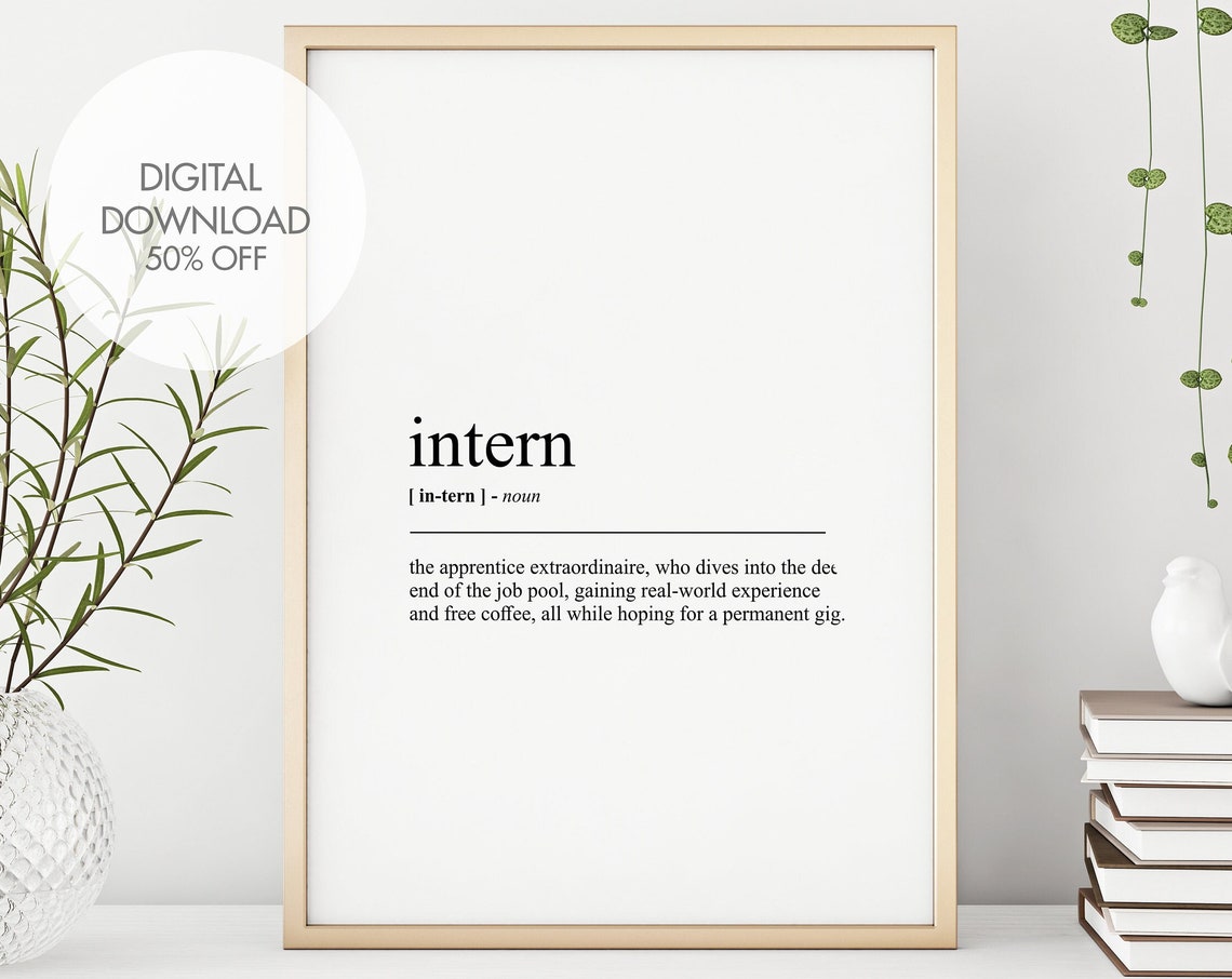 Intern Funny Definition Poster Gift For Recent Graduates Decor
